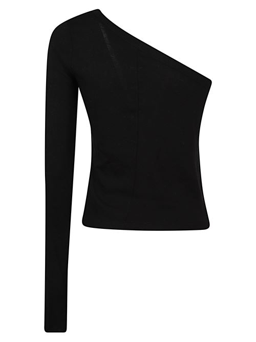 Top nero di RICK OWENS caratterizzato dal design a monospalla e una manica lunga. RICK OWENS | RP02E4261JR09